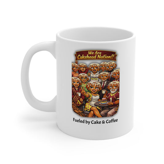 Cakehead Nation Coffee Mug — “Fueled by Cake & Coffee” 11oz