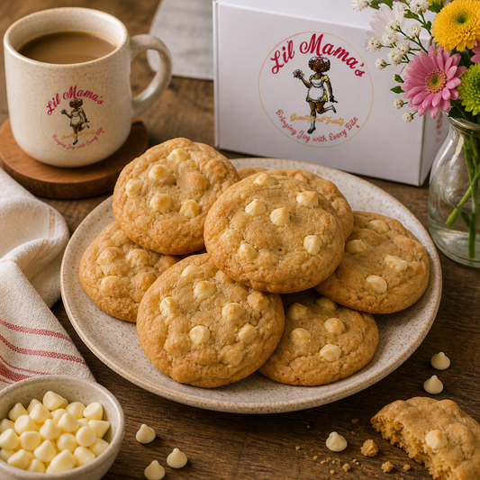 Lil Mama’s White Chocolate Macadamia Cookies| Lil Mama's Sweets & Treats